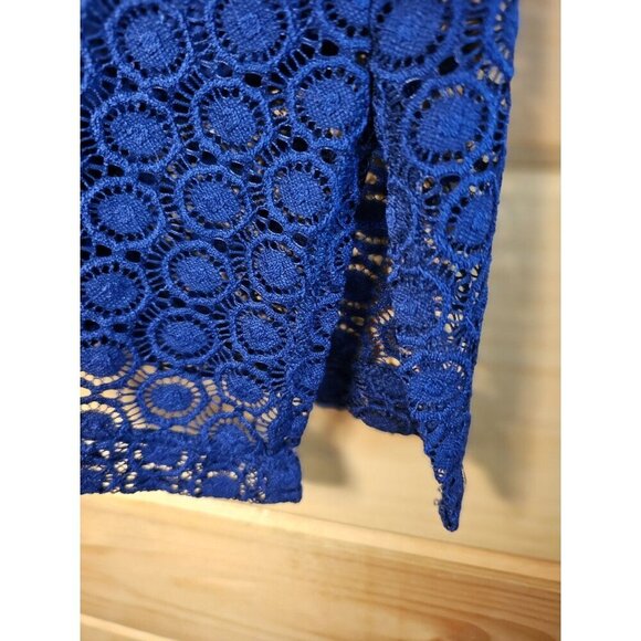 Lane Bryant Womens Plus Size 14/16 Navy Blue Lace Knee Length Short Sleeve Dress - Picture 4 of 9